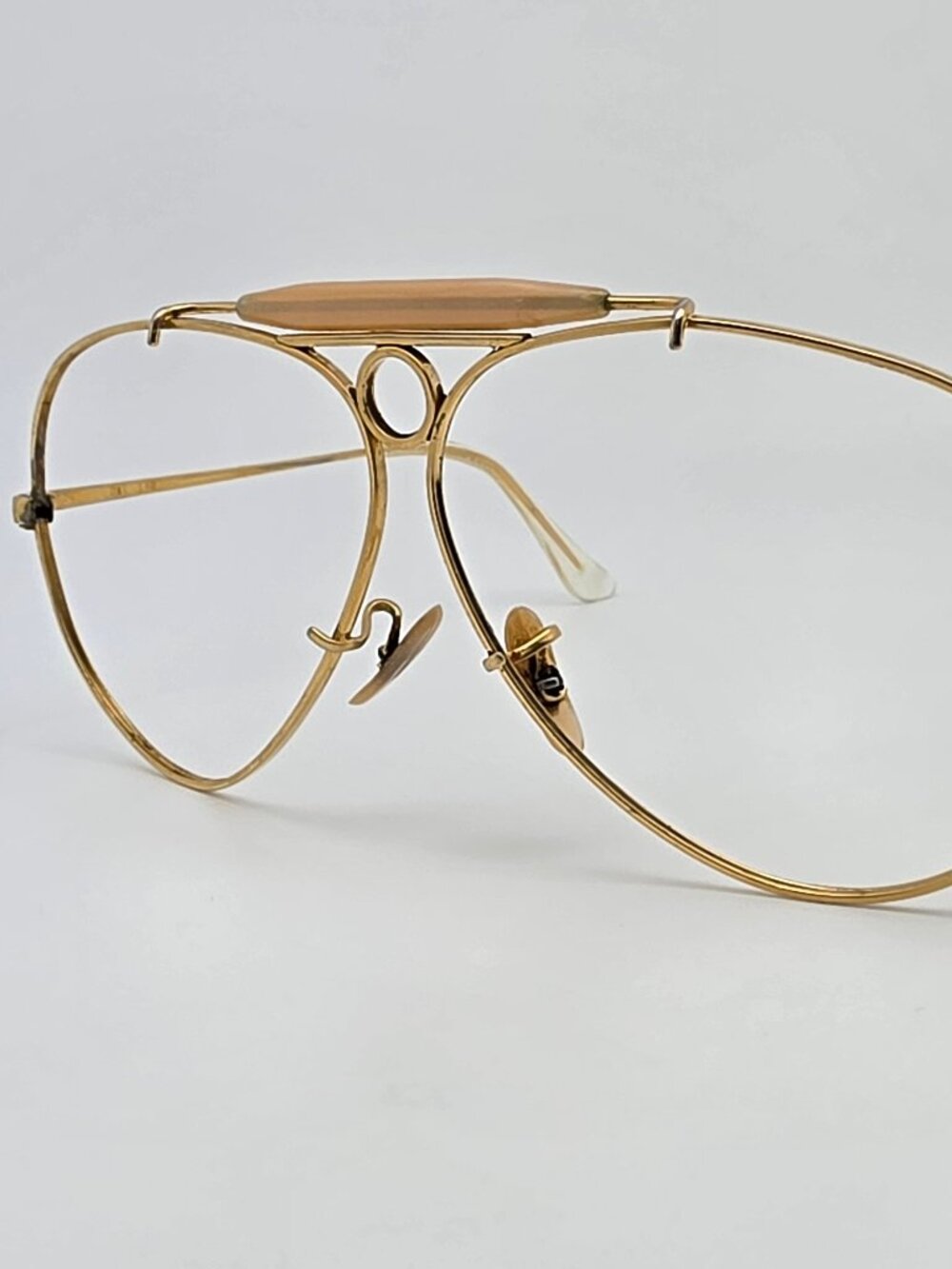 Ray-Ban B&L Bravura Deep Groove Bullet Hole Shooter Gold Aviator Sunglass Frame